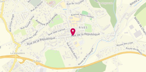 Plan de Librairie Papeterie Centre Rives, 66 Rue de la République, 38140 Rives